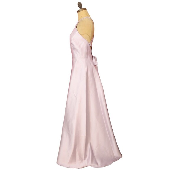 Alfred Sung Twill Strappy Criss Cross Back Gown 12 Twill Moondance Dress NWT B75 - Picture 5 of 6